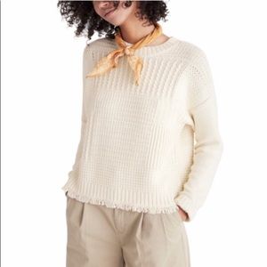 Madewell Cream Stitchmix Knit Chunky Wool Sweater
